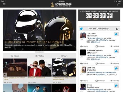 The 2014 GRAMMYs iPad app is a free way to see videos, photos and social updates about the GRAMMYs and to see the nominees for each category. 