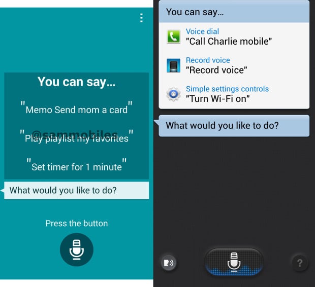 In the latest Galaxy S5 apps leak, we see a new S Voice on the left, compared to the older S Voice on the right.