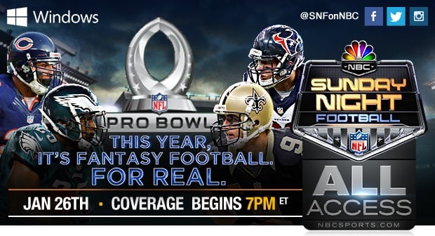 Watch the 2014 NFL Pro Bowl on the iPad, Android and other devices.