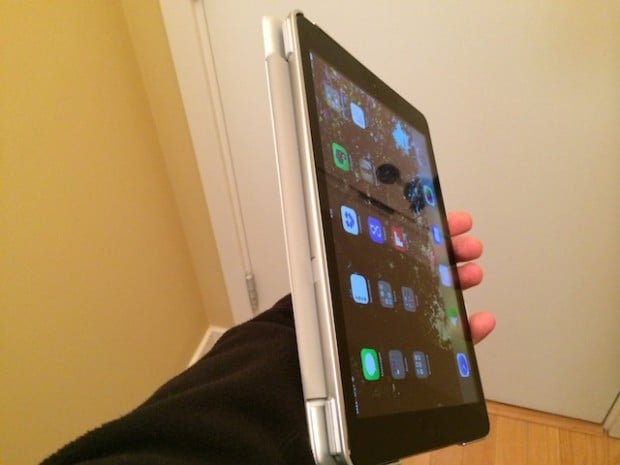 Keyboard folded behind iPad Air