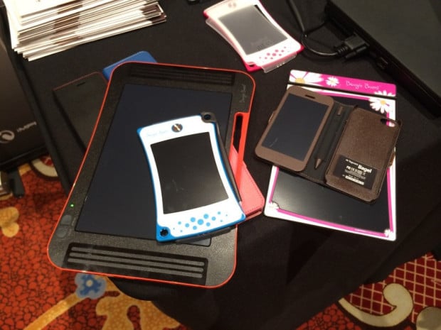 Various Boogie Board accessories. The Boogie Board Sync is the largest one with a 9.7-inch screen.