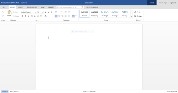 The newly updated design of the Office Web Apps.