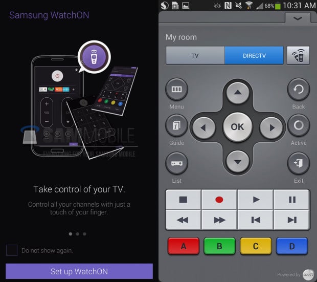 A Samsung Galaxy S5 apps leak includes WatchOn. New on the left, old on the right.