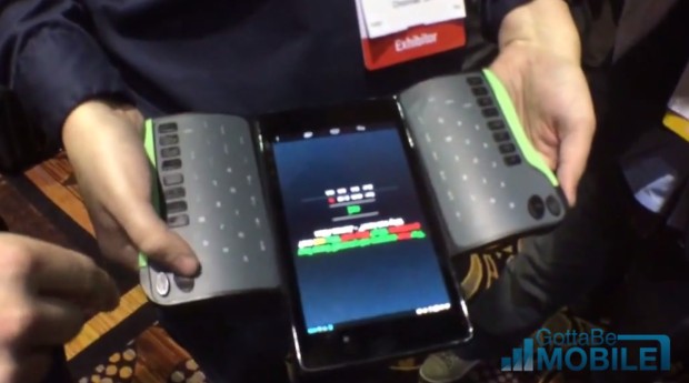 The TREWGrip Tablet keyboard is a bluetooth keyboard with rear facing keys.