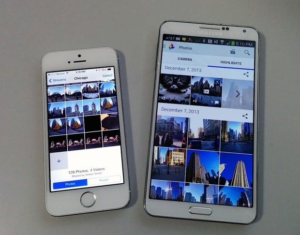 The iPhone 5s shown next to a Galaxy Note 3 offers perspective to what a 5.5-inch iPhone 6 could look like. 
