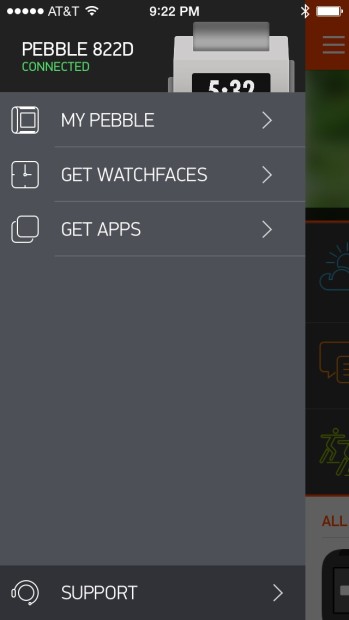 pebble app sections
