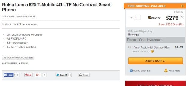 Cheap Lumia 925 on Newegg