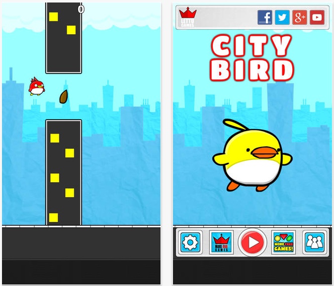 City Bird is another Flappy Bird replacement climbing to the top of the charts.
