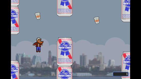 Beards, a hipster and PBR make up this Flappy Bird clone.
