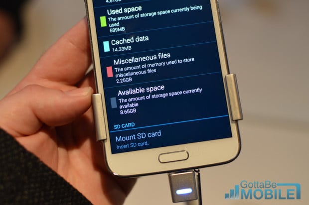 The Galaxy S5 available storage is just a little over half of the 16GB model. 