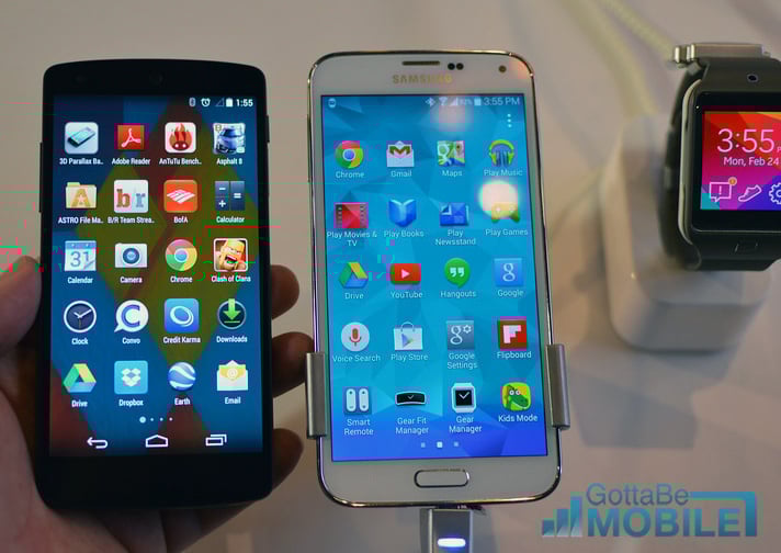 The Samsung Galaxy S5 and Nexus 5 displays are similar, but Samsung packs in extra features.
