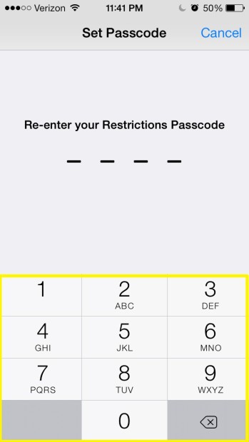 Re-enter passcode