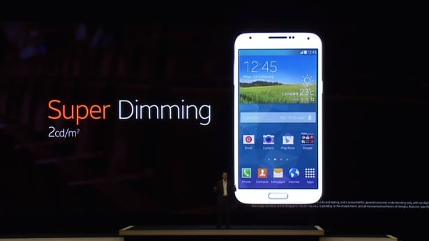 The Samsung Galaxy S5 display can dim dramatically.