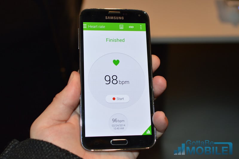 The Galaxy S5 features a pulse meter that can take a user's pulse.