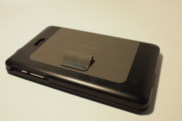 The Dell Venue 8 Pro keyboard magnetically attached to the cover case. The two pieces ship together in this optional accessory package. 