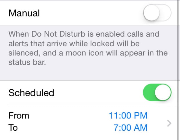 Turn on Do Not Disturb Manually or Schedule it for specific times. 