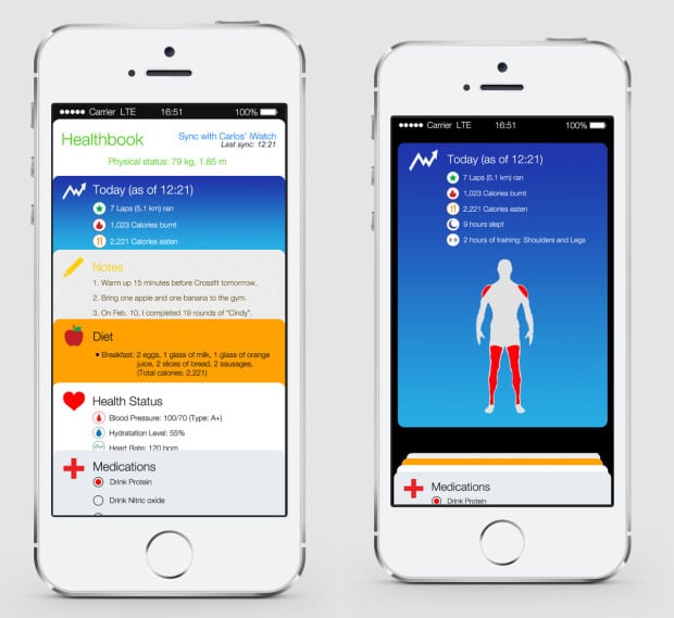 This iOS 8 concept shows what Healthbook might look like. 