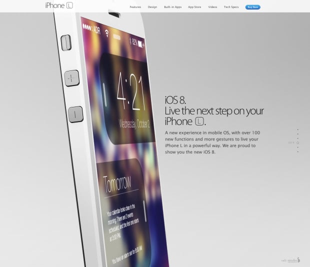 The iPhone 6 concept includes a tease of an iOS 8 concept.