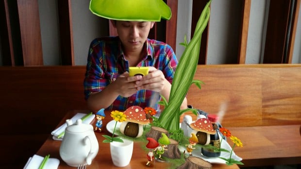 Artificial AR Effect mode adds a woodland theme to this photo portrait.