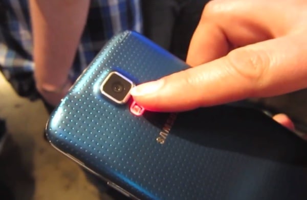 The Galaxy S5 features a pulse sensor to track your heart rate.