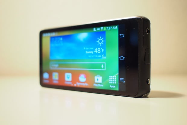 Very small and narrow thumb grip protrudes out on the right edge of the LCD, making it more comfortable to hold and maneuver the camera in one hand.