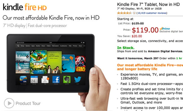 Kindle Fire sale on Amazon