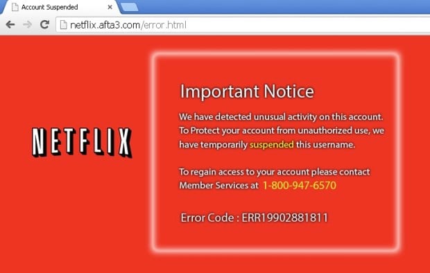 A Netflix scam attempts to steal your information and your money.