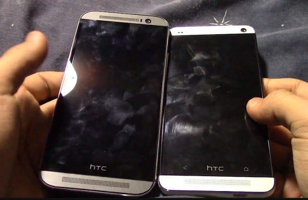 The New HTC One vs HTC One size comparison shows a larger device.