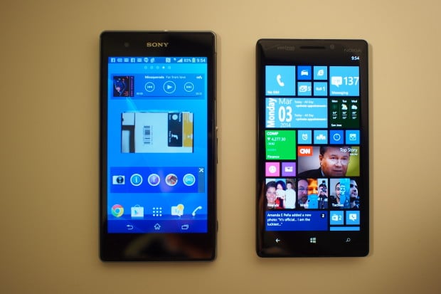 5-inch Full HD Triluminos Display (left) v. 5-inch Full HD screen with Nokia Clear Black Display tech. 
