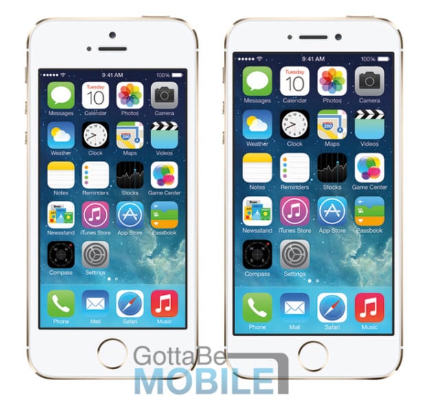 iPhone 5s vs. iPhone 6 with 4.5-inch display.