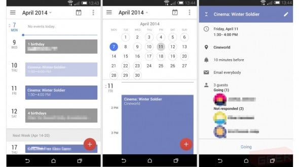 The Calendar app shows a similar circle for adding events as the Google + app.