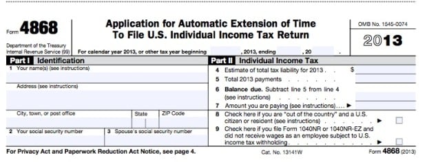 This form is all you need to fill out for a six month tax extension. 