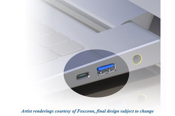 The slimmer, reversible USB cable can also help notebook design.