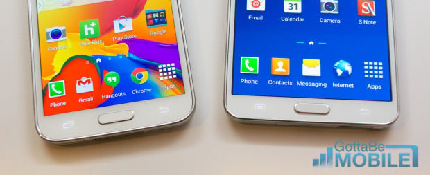 The Galaxy S5 buttons offer faster access to Google Now and multitasking.