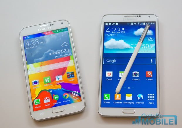 The Samsung Galaxy S5 display is brighter than the bigger Galaxy Note 3 display.