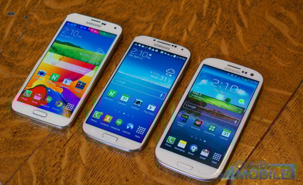 A 5.1-inch display on the Galaxy S5, a 45-inch display on the Galaxy S4 and a 4.8-inch display on the Galaxy S3.