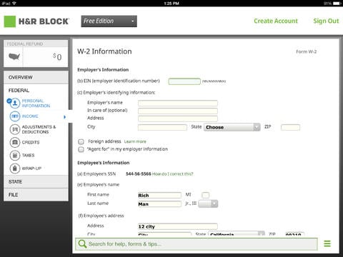 The H&R Tax App for iPad lets users file online.