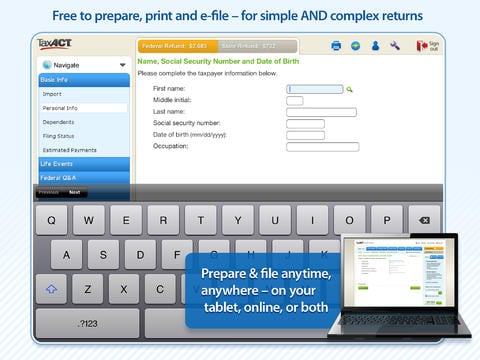 Use this iPad Tax app to file last minute.