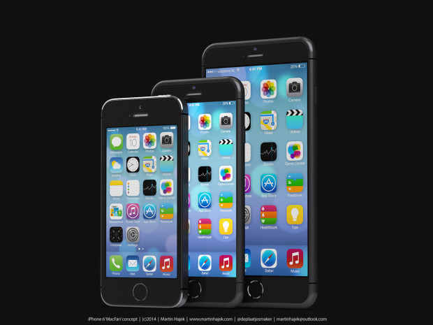 This concept from Martin Hajek shows a iPhone 6 4.7-inch vs iPhone 6 5.5-inch size comparison. 