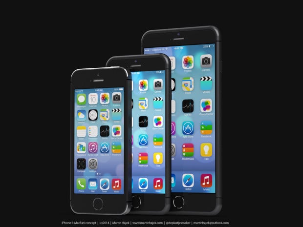 iPhone 5s vs. iPhone 6 concept vs. iPhone 6 concept. 