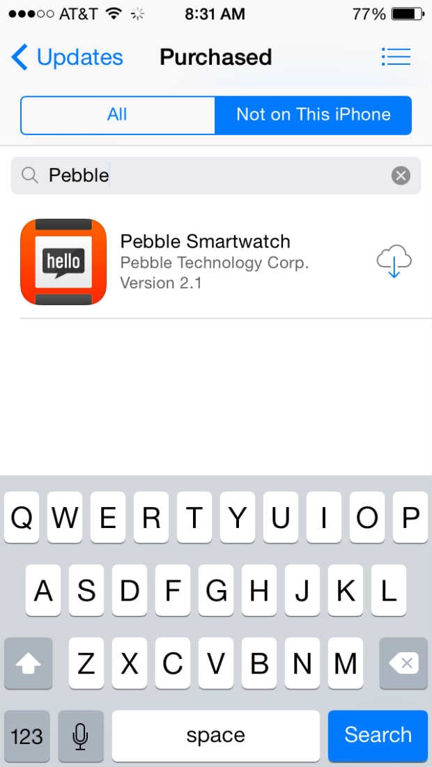 pebble in itunes app store