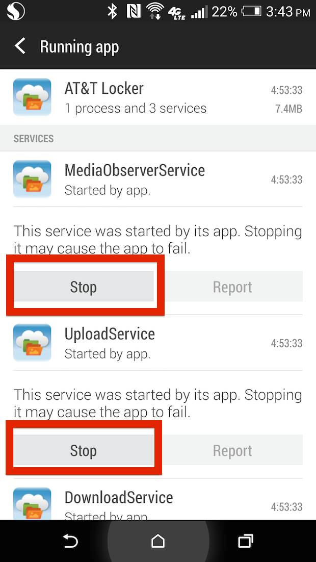 htc one m8 stop app screen