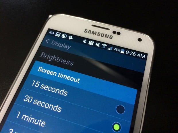 Choose a low time to increase Galaxy S5 battery life.