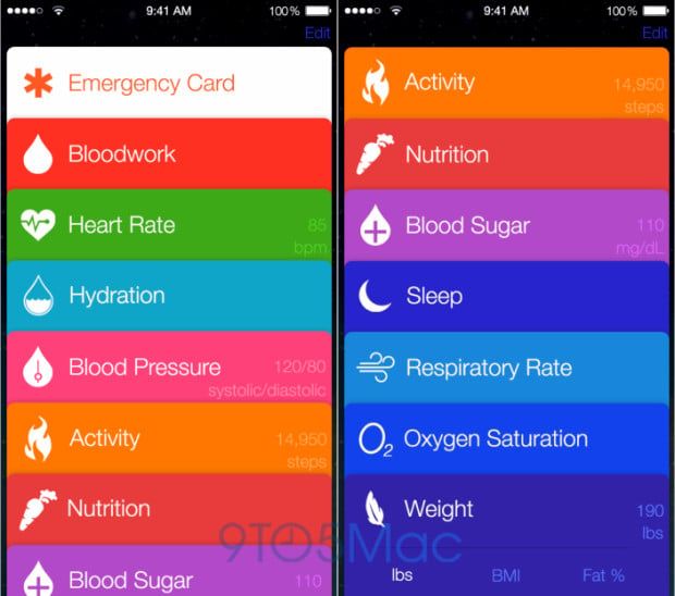 This mockup shows what iOS 8 app Healthbook could look like.