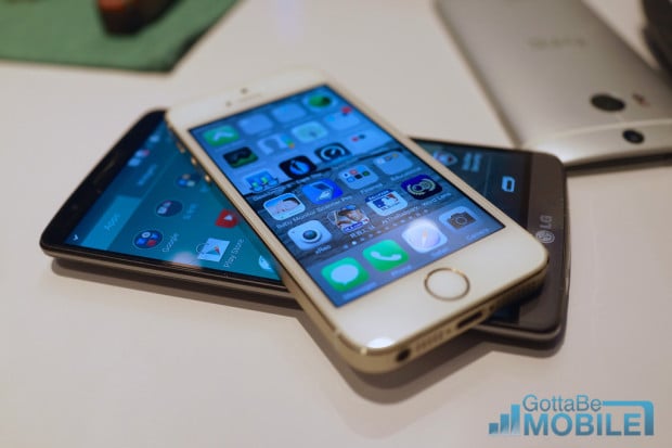 The LG G3 display is bigger and offers a higher resolution than the iPhone 5s.