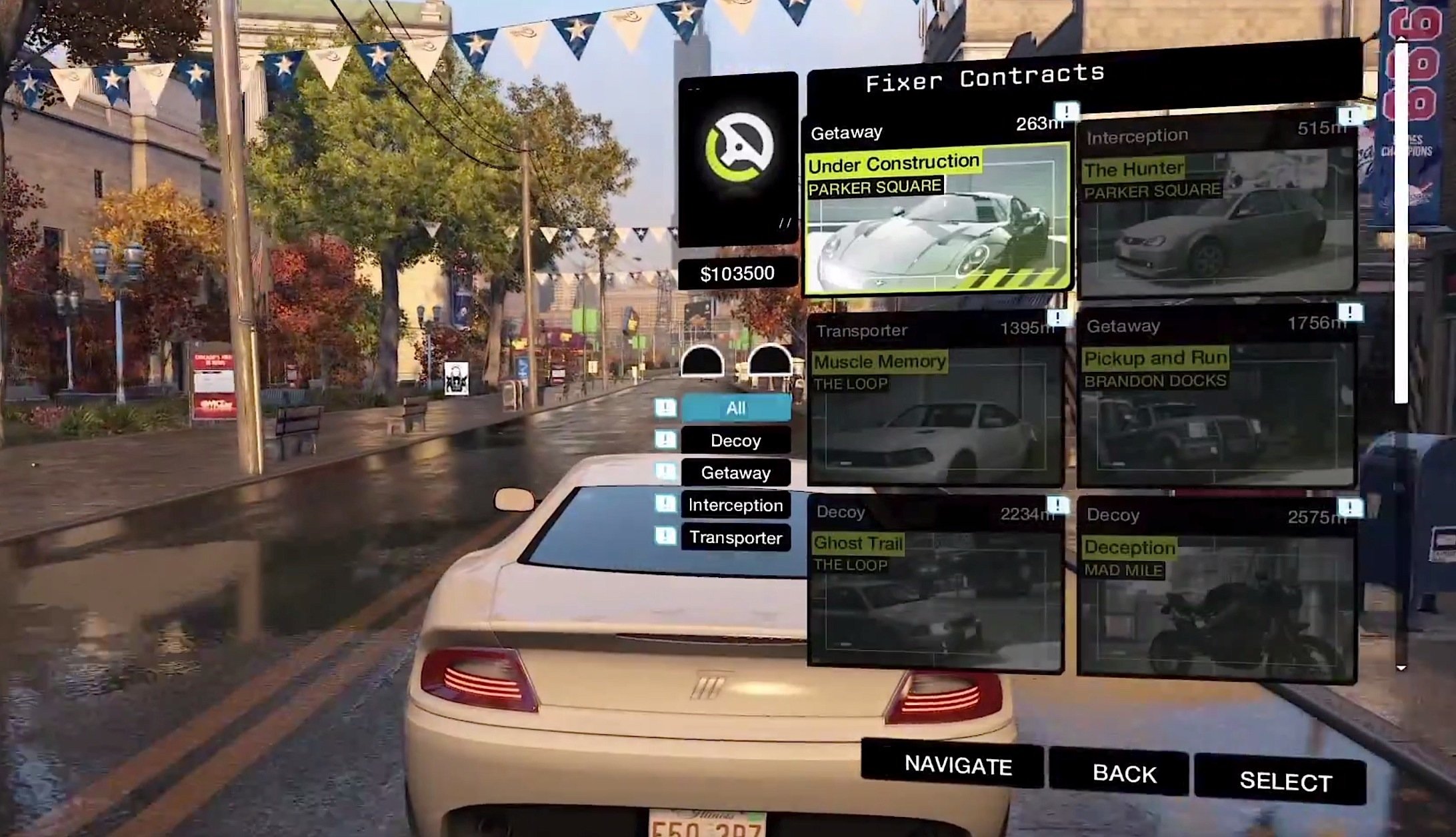 Accept a Watch Dogs driving mission to earn cash.