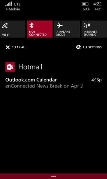 Windows-Phone-8.1 action center