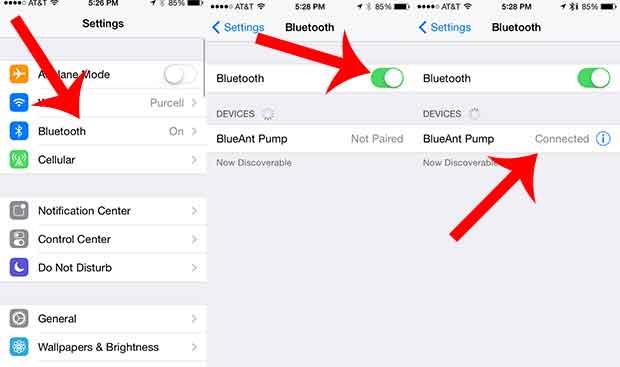 turning on bluetooth on an iphone