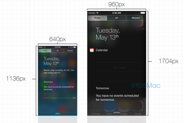 This mock up shows a potential iPhone 6 resolution compared to the iPhone 5s.