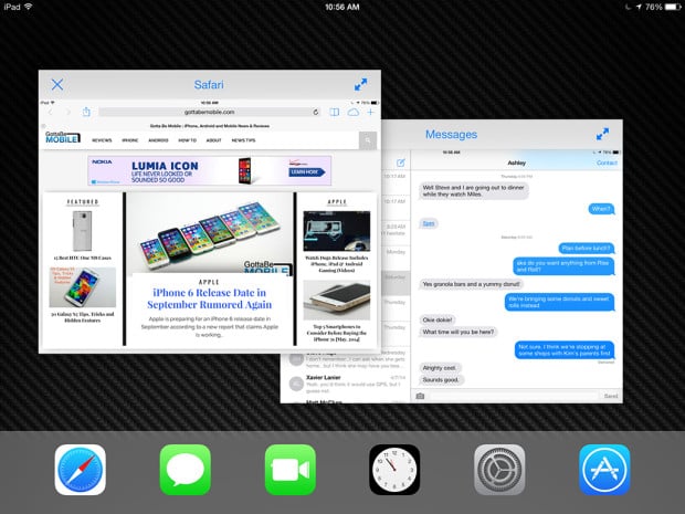 iPad multitasking in iOS 8